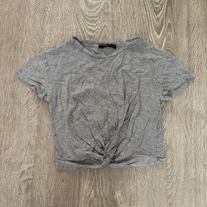 All Saints Grey and White Striped Tee
